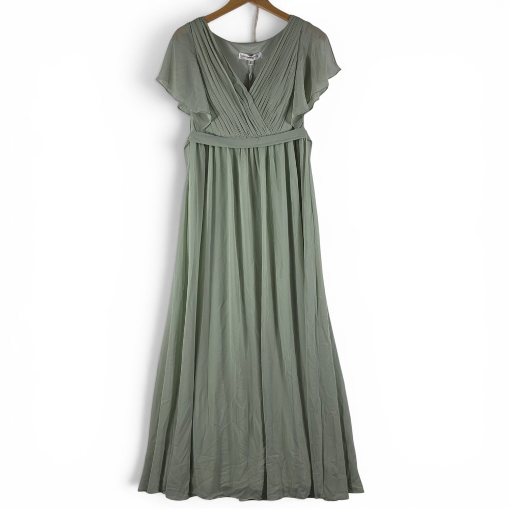 Ever Pretty Bridesmaids Dress Size 6 Sage Green Chiffon Pleated Maxi EE0164AMG06 - Picture 2 of 10